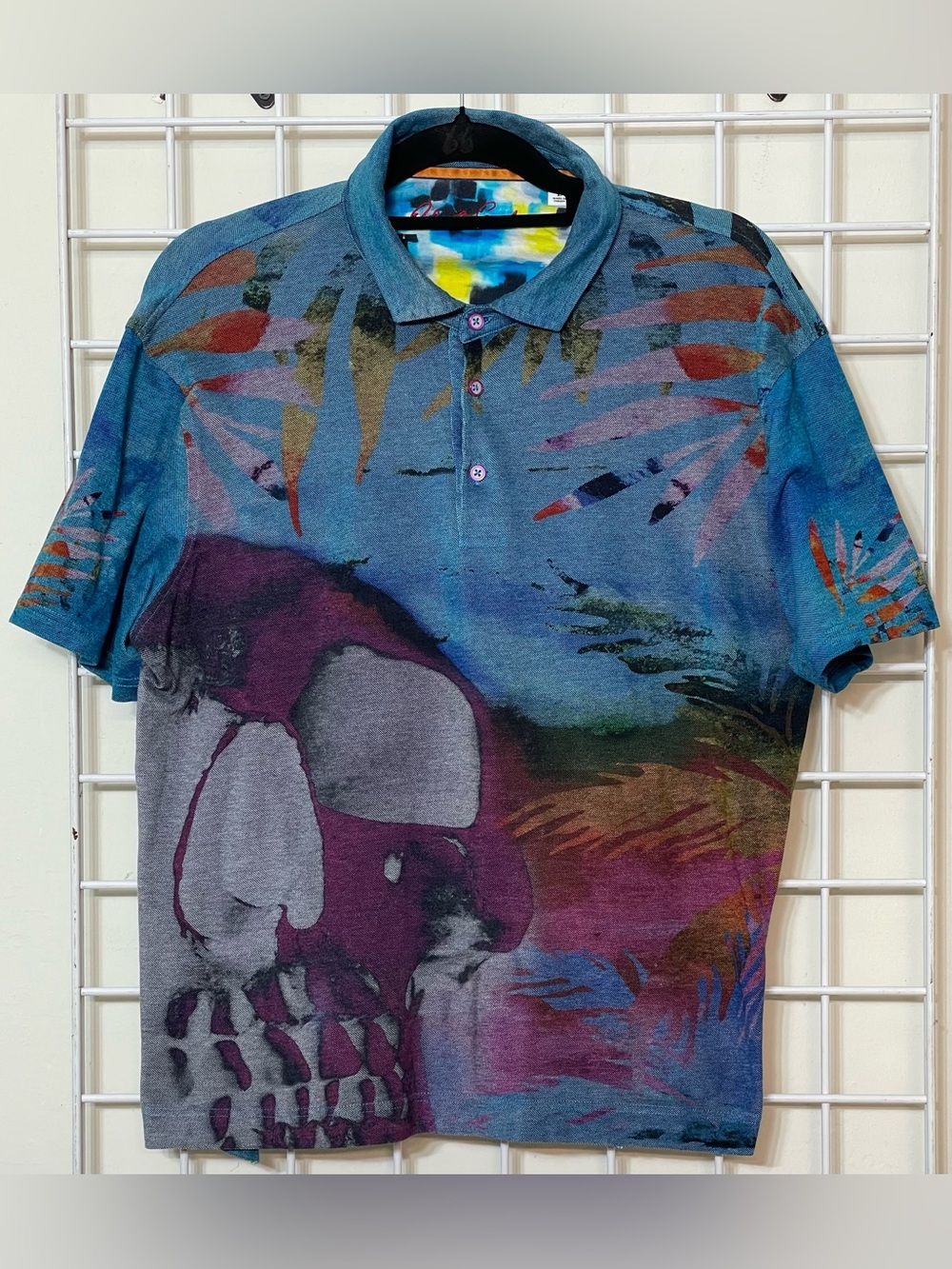 Robert Graham Men's Classic Fit Cape Town Short Sleeve Skull Print Polo Shirt S